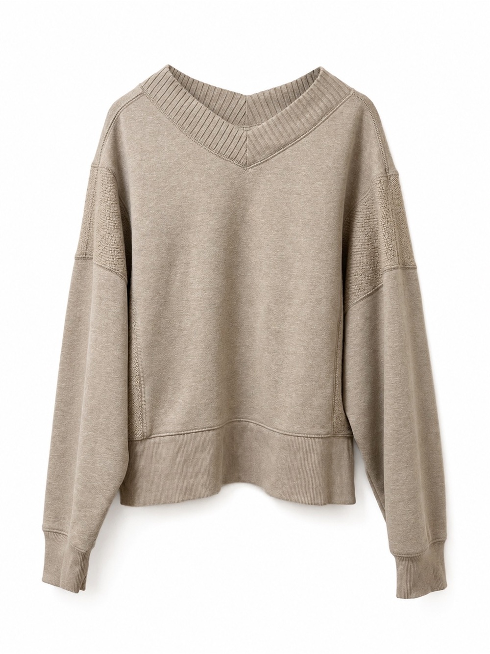 aerie Relaxed V-Neck Sweater in Taupe